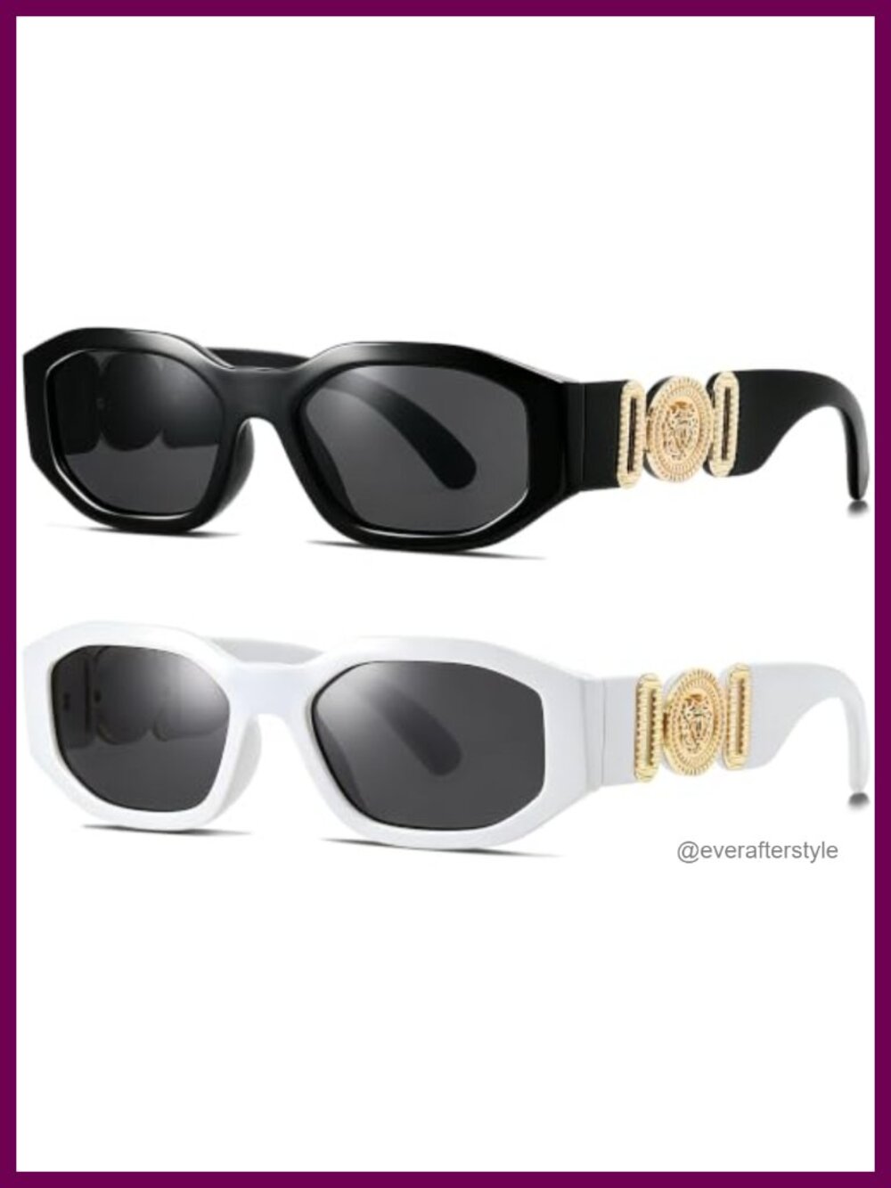 Retro 90s Rectangle Sunglasses UV400 PC Plastic Square Frame